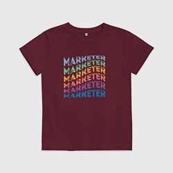 Футболка хлопковая детская Маркетолог, цвет: меланж-бордовый