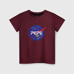 Футболка хлопковая детская Pepe Pepe space Nasa, цвет: меланж-бордовый