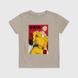Футболка хлопковая детская Сайтама Saitama Ванпанчмен, цвет: миндальный