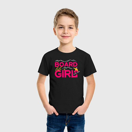 Детская футболка BOARD LIKE A GIRL / Черный – фото 3