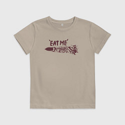 Футболка хлопковая детская Съешь меня палец Магическая битва, цвет: миндальный
