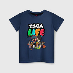 Футболка хлопковая детская Toca Life, цвет: тёмно-синий