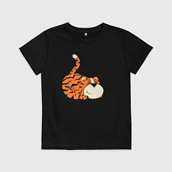 Футболка хлопковая детская Спящий тигренок, цвет: черный