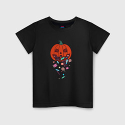 Футболка хлопковая детская Pumpkin Puke, цвет: черный