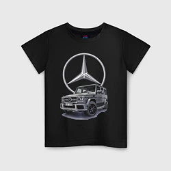 Футболка хлопковая детская Mercedes Gelendwagen G63 AMG G-class G400d, цвет: черный