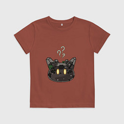 Футболка хлопковая детская Геншин Гео СлаймGenshin slime, цвет: кирпичный