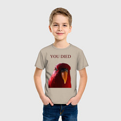 Футболка хлопковая детская Красный попугай, цвет: миндальный — фото 2