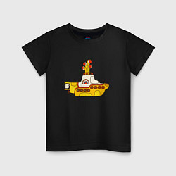 Футболка хлопковая детская The Beatles Yellow Submarine в дудл стиле, цвет: черный