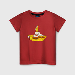 Футболка хлопковая детская The Beatles Yellow Submarine в дудл стиле, цвет: красный