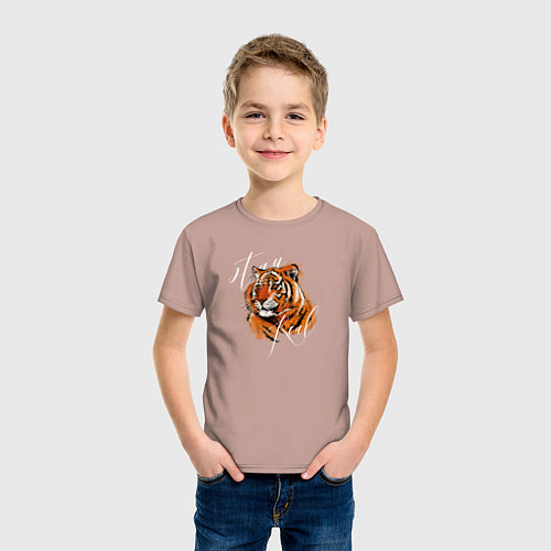 Детская футболка Tiger Stay real / Пыльно-розовый – фото 3