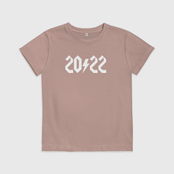 Футболка хлопковая детская 2022 ACDC, цвет: пыльно-розовый