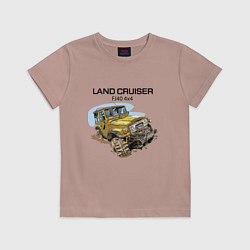 Футболка хлопковая детская Toyota Land Cruiser FJ 40 4X4, цвет: пыльно-розовый