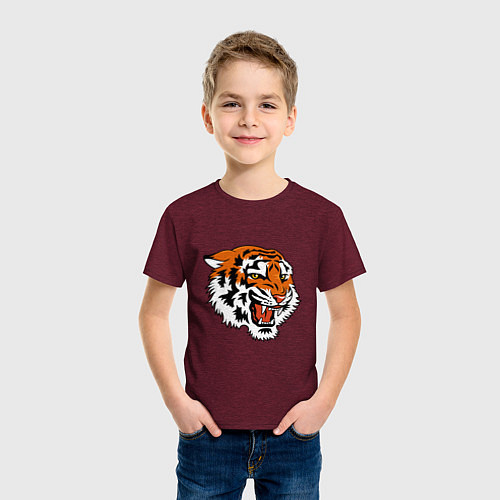 Детская футболка Smiling Tiger / Меланж-бордовый – фото 3