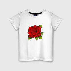 Футболка хлопковая детская Красная роза Рисунок, цвет: белый