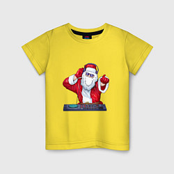 Футболка хлопковая детская Диджей Санта, цвет: желтый