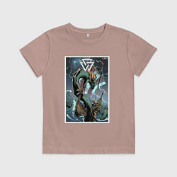 Футболка хлопковая детская Ёрмунганд Морской змей, цвет: пыльно-розовый