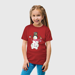 Футболка хлопковая детская Потрепанный снеговик, цвет: красный — фото 2