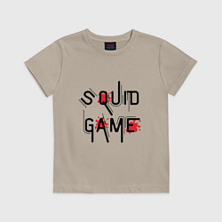 Футболка хлопковая детская Blood Squid Game, цвет: миндальный