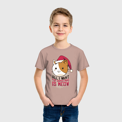 Детская футболка Christmas Cat / Пыльно-розовый – фото 3