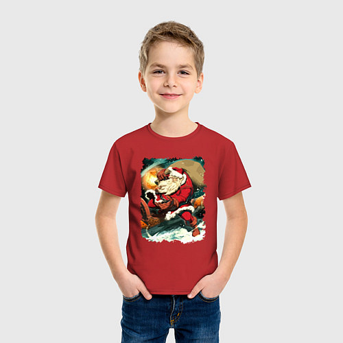 Детская футболка Дед Мороз спешит с подарками / Красный – фото 3