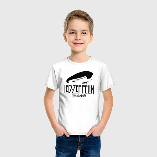Детская футболка Дирижабль Led Zeppelin с лого участников / Белый – фото 3
