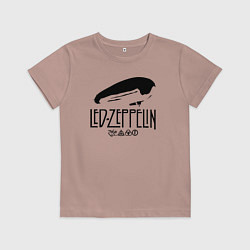 Футболка хлопковая детская Дирижабль Led Zeppelin с лого участников, цвет: пыльно-розовый