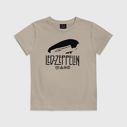 Футболка хлопковая детская Дирижабль Led Zeppelin с лого участников, цвет: миндальный