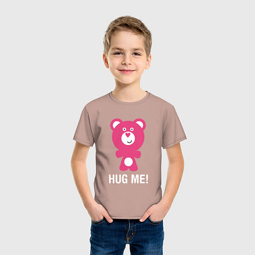 Детская футболка Мишка обнимашка / Пыльно-розовый – фото 3