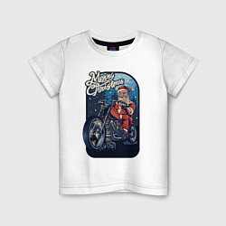 Футболка хлопковая детская Santa Biker, цвет: белый