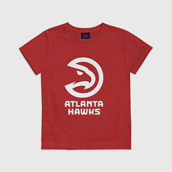 Футболка хлопковая детская Атланта Хокс, Atlanta Hawks, цвет: красный
