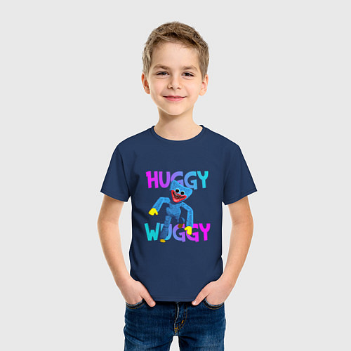 Детская футболка Huggy Wuggy: Игрушка с зубами / Тёмно-синий – фото 3