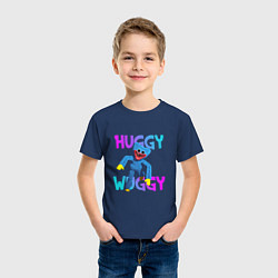 Футболка хлопковая детская Huggy Wuggy: Игрушка с зубами, цвет: тёмно-синий — фото 2