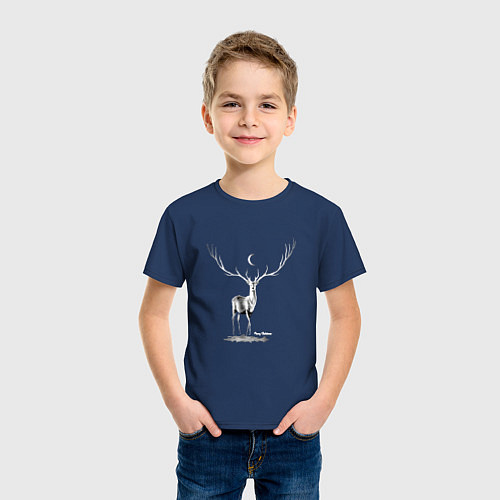 Детская футболка Ночной олень / Тёмно-синий – фото 3