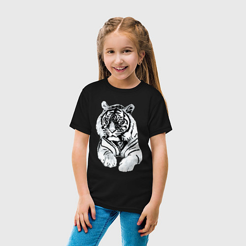 Детская футболка Тигр белый / Черный – фото 4