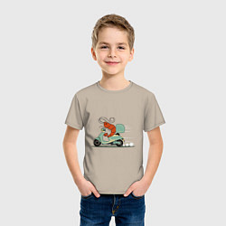 Футболка хлопковая детская Креветка на мопеде, цвет: миндальный — фото 2