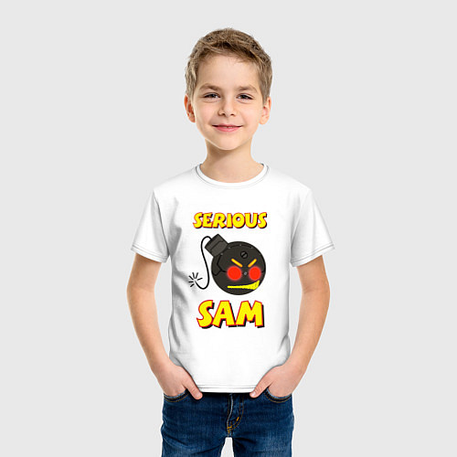 Детская футболка Serious Sam Bomb Logo / Белый – фото 3
