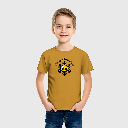 Детская футболка Brawl Stars снежинка / Горчичный – фото 3