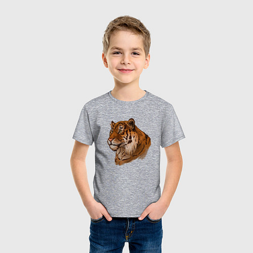 Детская футболка Тигр маслом / Меланж – фото 3