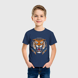 Футболка хлопковая детская Tiger, цвет: тёмно-синий — фото 2