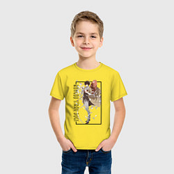 Футболка хлопковая детская Дазай Осаму великий из бродячих псов, цвет: желтый — фото 2