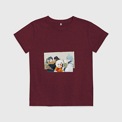 Футболка хлопковая детская Зимняя радость, цвет: меланж-бордовый