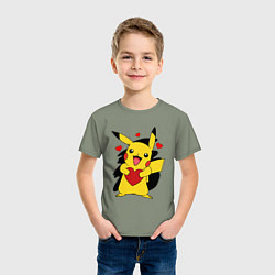 Футболка хлопковая детская ПИКАЧУ И СЕРДЕЧКО POKENON PIKACHU LOVE, цвет: авокадо — фото 2