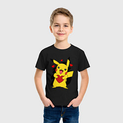 Футболка хлопковая детская ПИКАЧУ И СЕРДЕЧКО POKENON PIKACHU LOVE, цвет: черный — фото 2