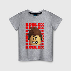 Футболка хлопковая детская ROBLOX RED LOGO LEGO FACE, цвет: меланж