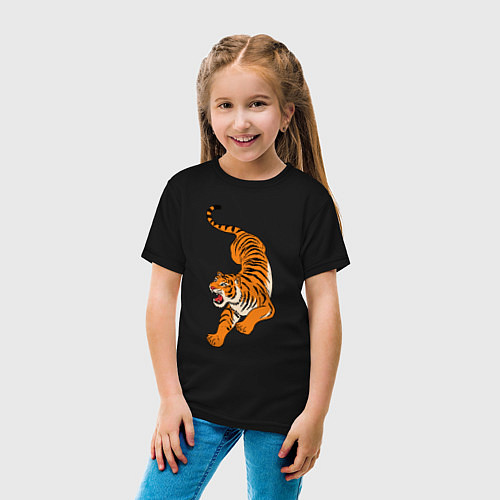 Детская футболка Агрессивный коварный тигр / Черный – фото 4