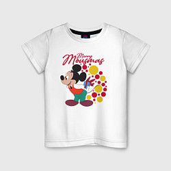 Футболка хлопковая детская Mickey Merry Mousmas, цвет: белый