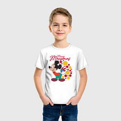 Футболка хлопковая детская Mickey Merry Mousmas, цвет: белый — фото 2