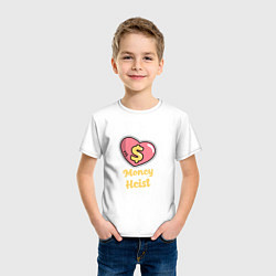 Футболка хлопковая детская Money Heist Heart, цвет: белый — фото 2