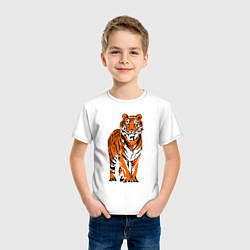 Футболка хлопковая детская Тигр в джунглях, цвет: белый — фото 2