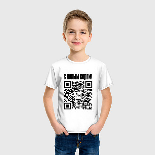 Детская футболка С НОВЫМ КОДОМ - QR КОД КЮАР КОД / Белый – фото 3